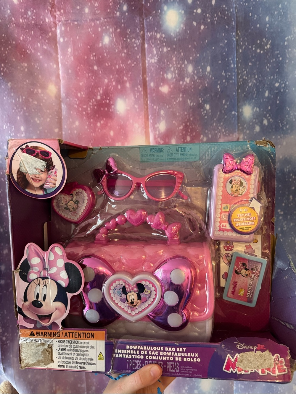 Disney Junior Minnie Mouse Bowfabulous Bag Set, 7-piece Pretend Play Toy Purse